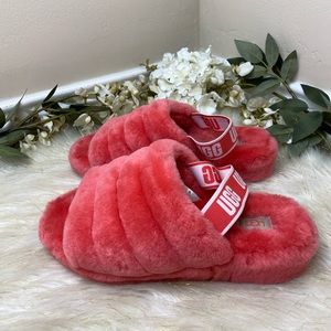 UGG Fluff Yeah Sandals Neon Coral Sz10